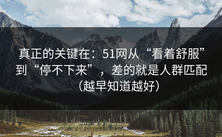 真正的关键在：51网从“看着舒服”到“停不下来”，差的就是人群匹配（越早知道越好）
