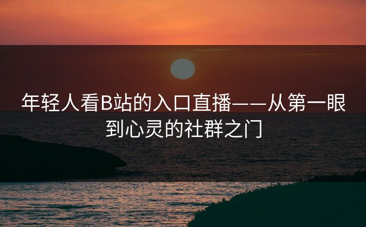年轻人看B站的入口直播——从第一眼到心灵的社群之门