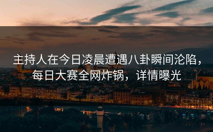 主持人在今日凌晨遭遇八卦瞬间沦陷，每日大赛全网炸锅，详情曝光